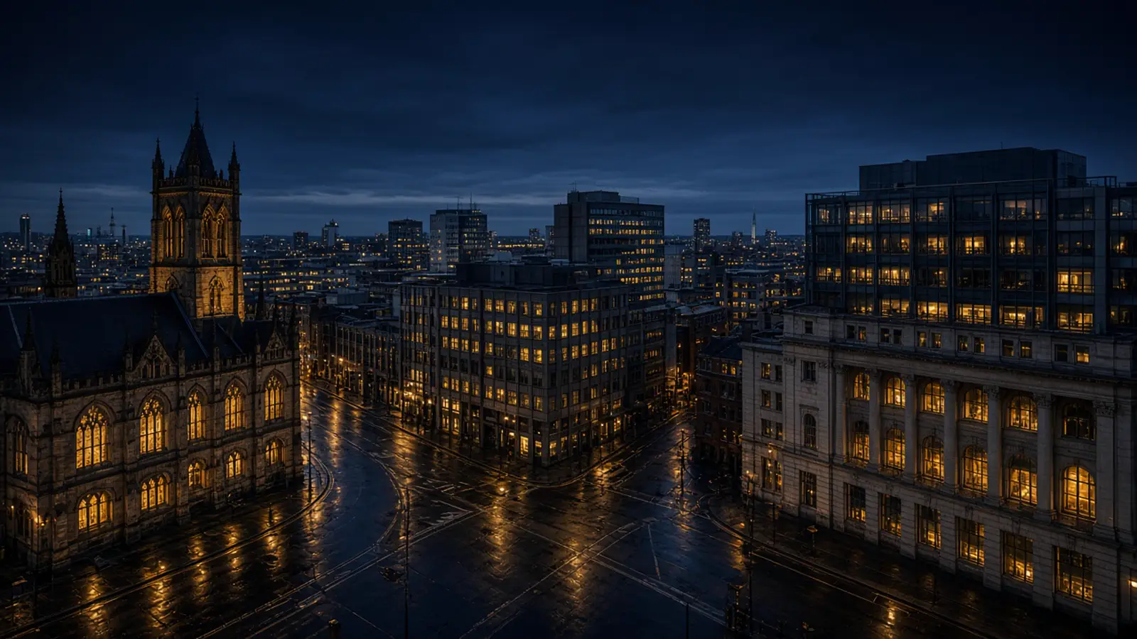 A West Midlands city skyline at dusk